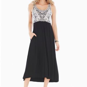 Soma Crochet Top Hi-Lo Hem Midi Dress Size Large Orange NWOT